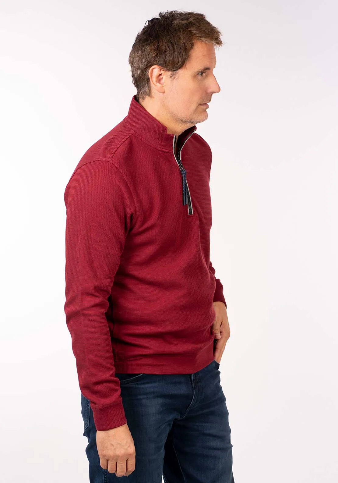 1/4 Zip Sweat - Deep Garnet Red