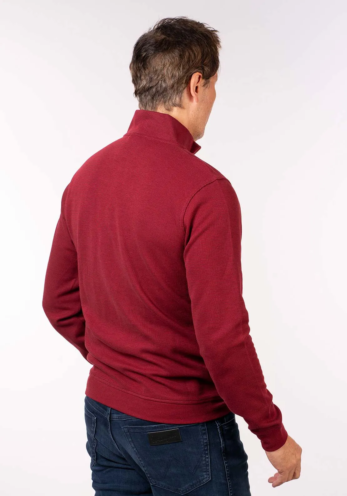 1/4 Zip Sweat - Deep Garnet Red