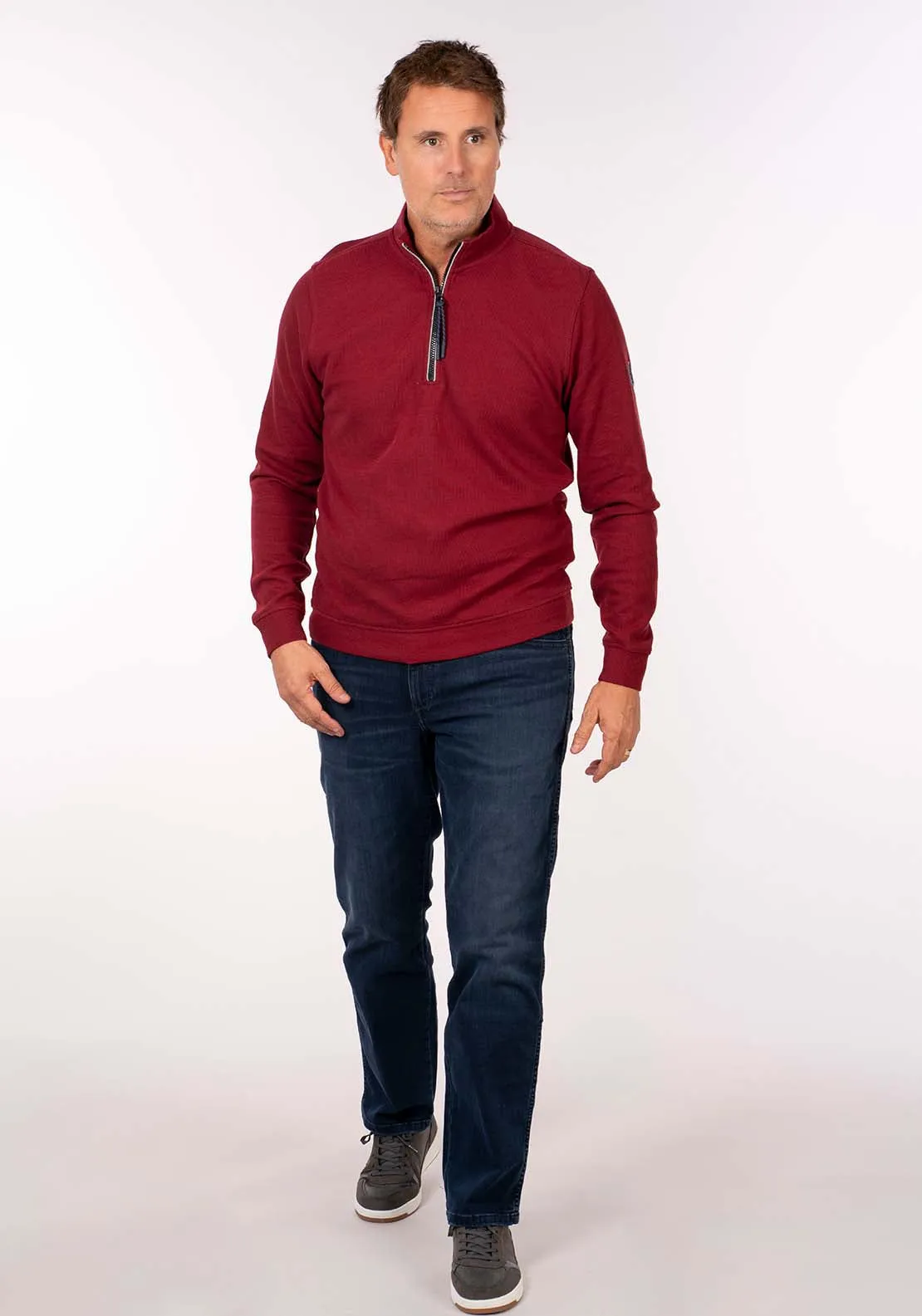 1/4 Zip Sweat - Deep Garnet Red