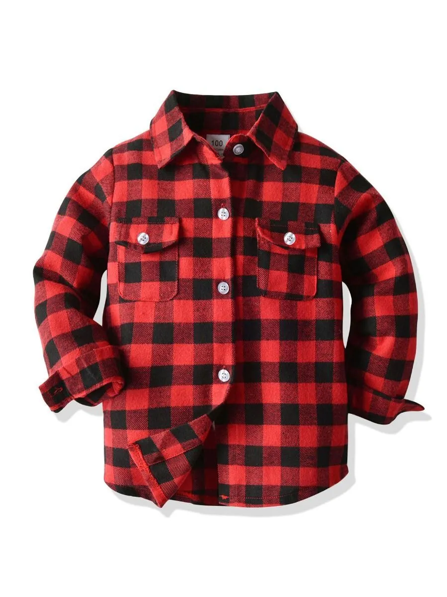 4-Piece Stylish Little Boys Checked Bow Shirt and Suspender Pants