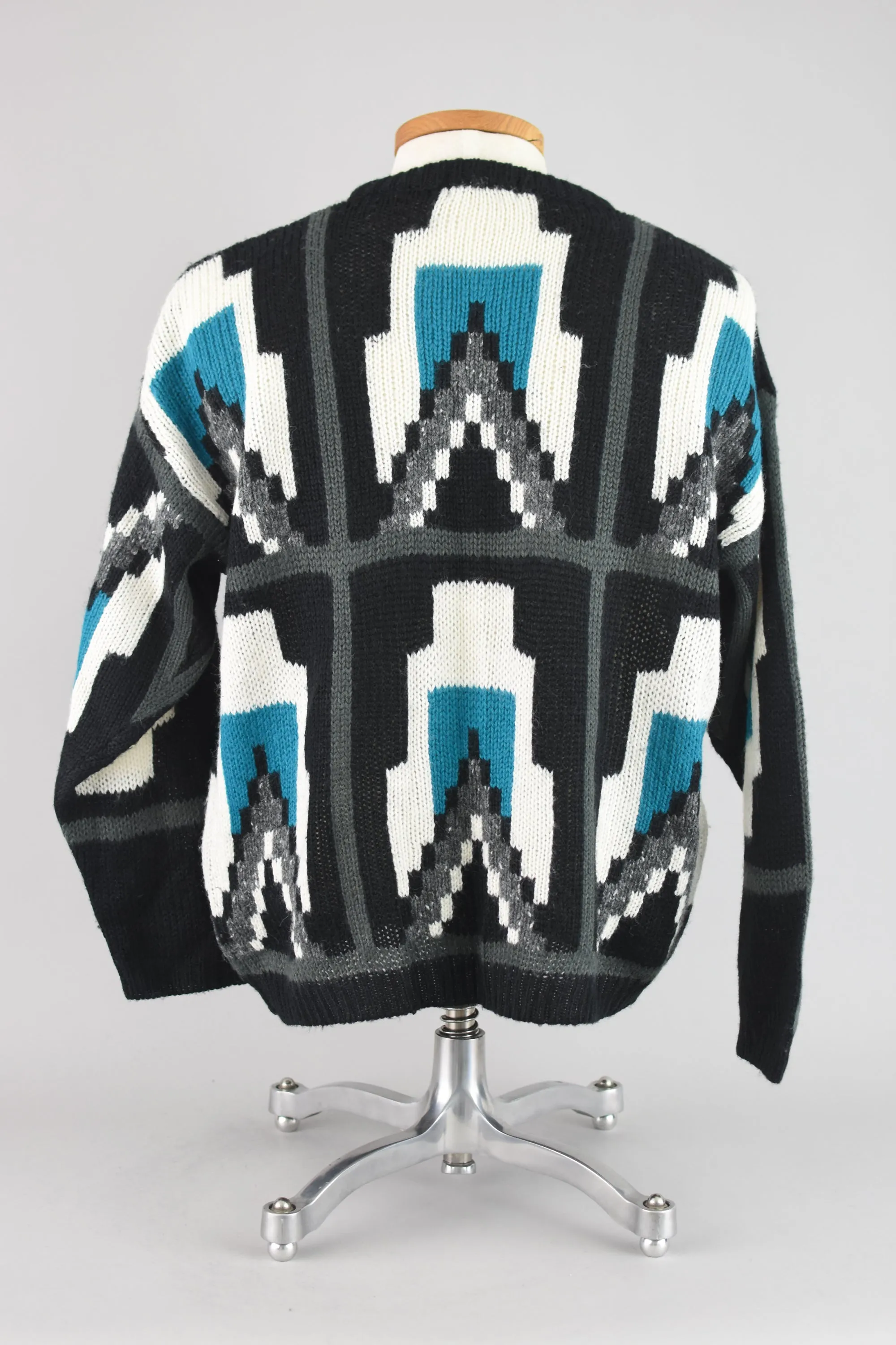 80s Esprit Sport Geometric Wool Sweater Men's Small