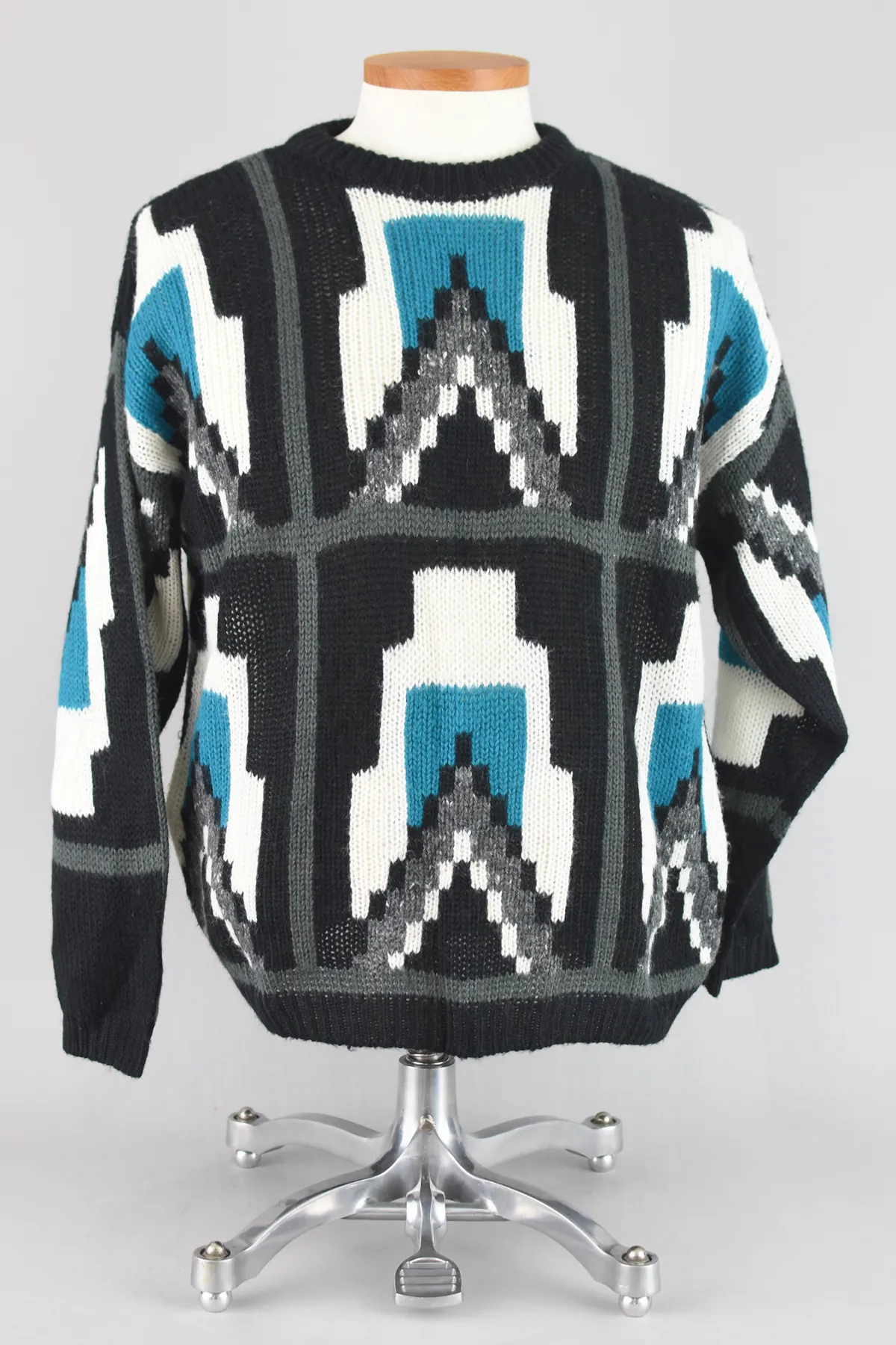 80s Esprit Sport Geometric Wool Sweater Men's Small