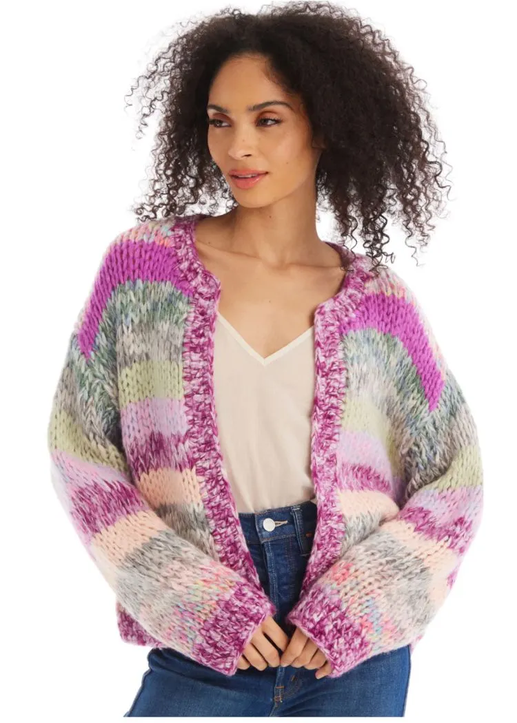 Allison Cropped Jodi Cardigan- Multi Pastel