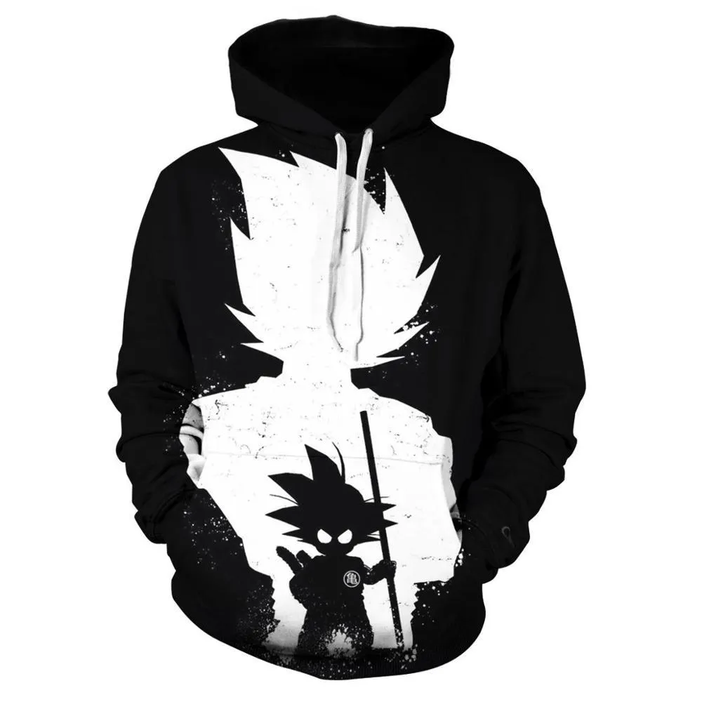 Awesome Kid Goku With Adult Goku Silhouette Hoodie