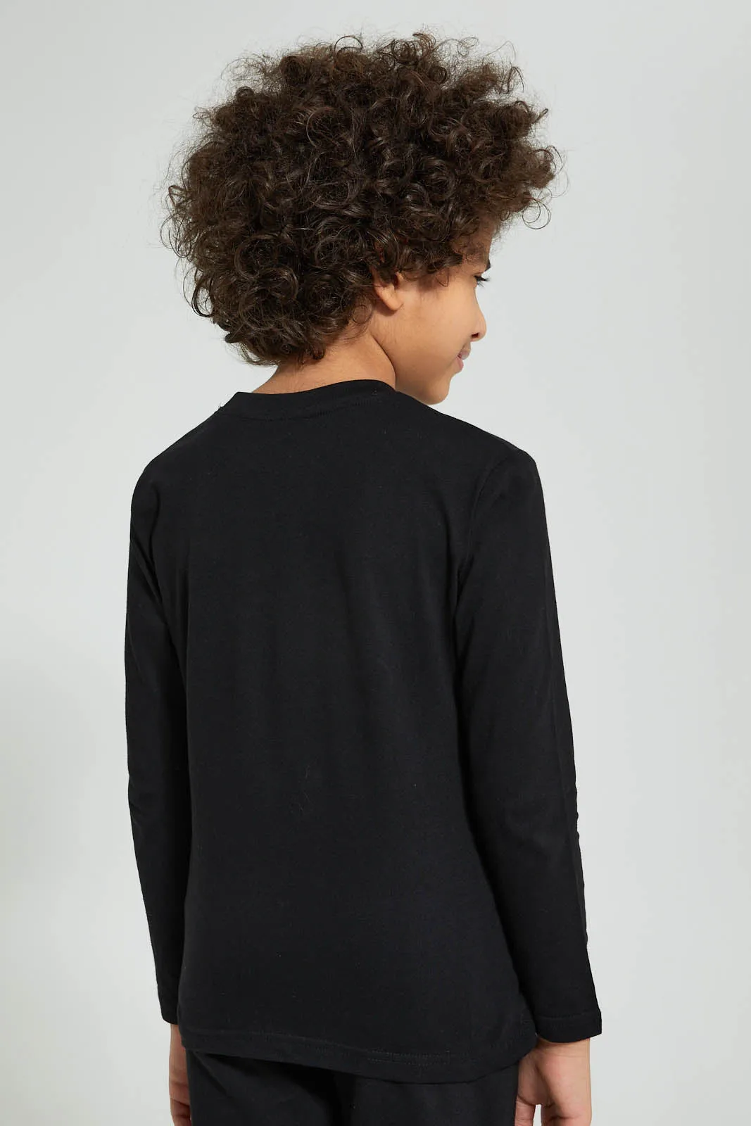 Black Printed Long-Sleeved T-shirt