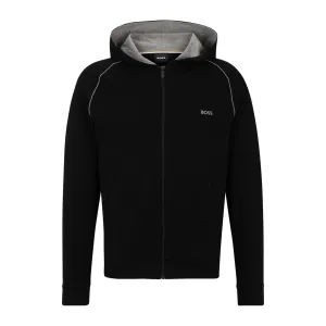 BOSS Men Mix & Match Stretch-Cotton Zip-Up Hoodie With Logo Detail - Black