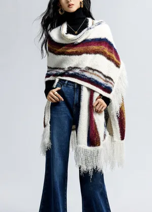 Boutique Tassel Striped Cozy Oversized Knit Shawl WE007