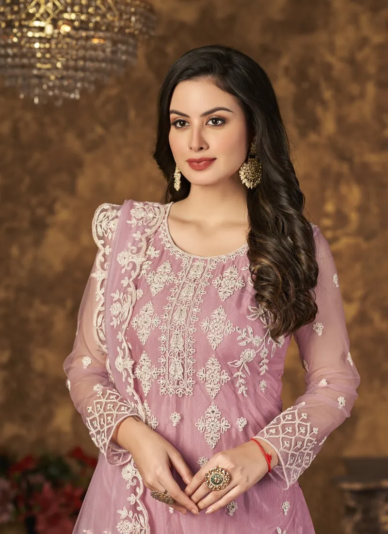 Breezy Elegant Net Top Palazzo Suit with Inner Comfort