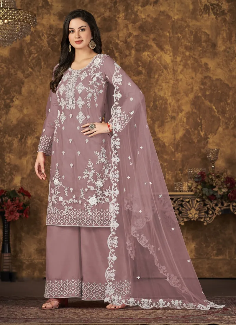 Breezy Elegant Net Top Palazzo Suit with Inner Comfort