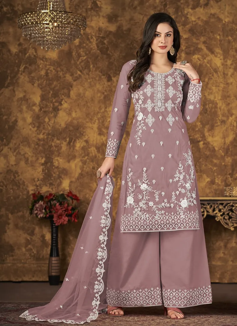 Breezy Elegant Net Top Palazzo Suit with Inner Comfort