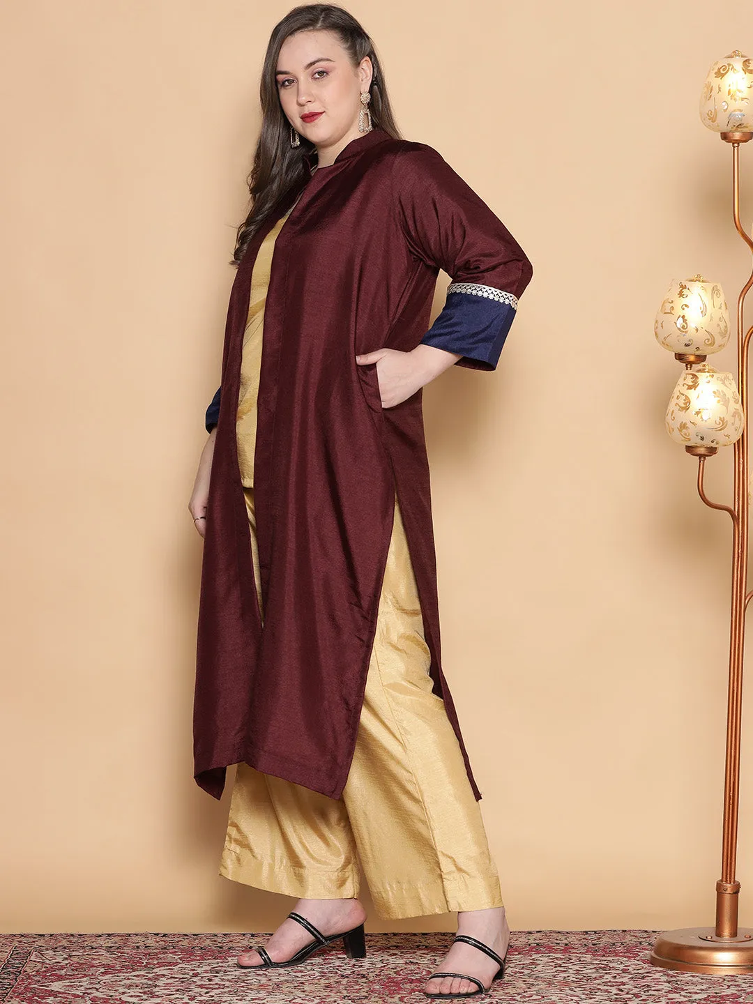 Burgundy Silk Ethnic Jacket