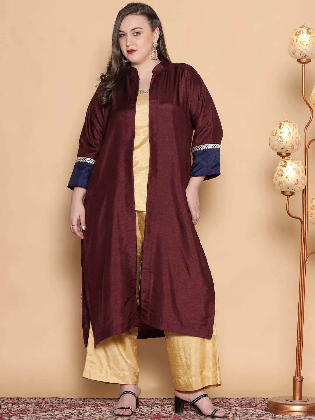 Burgundy Silk Ethnic Jacket