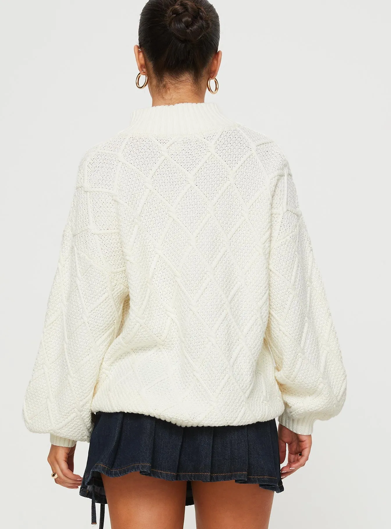 Chana Quarter Zip Knit Sweater Cream