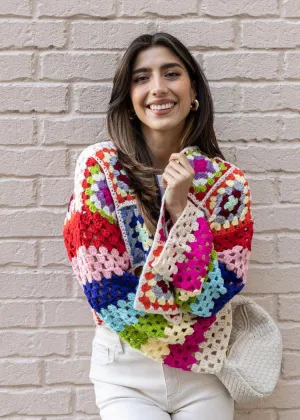 Colette Rainbow Multi Crochet Cardigan