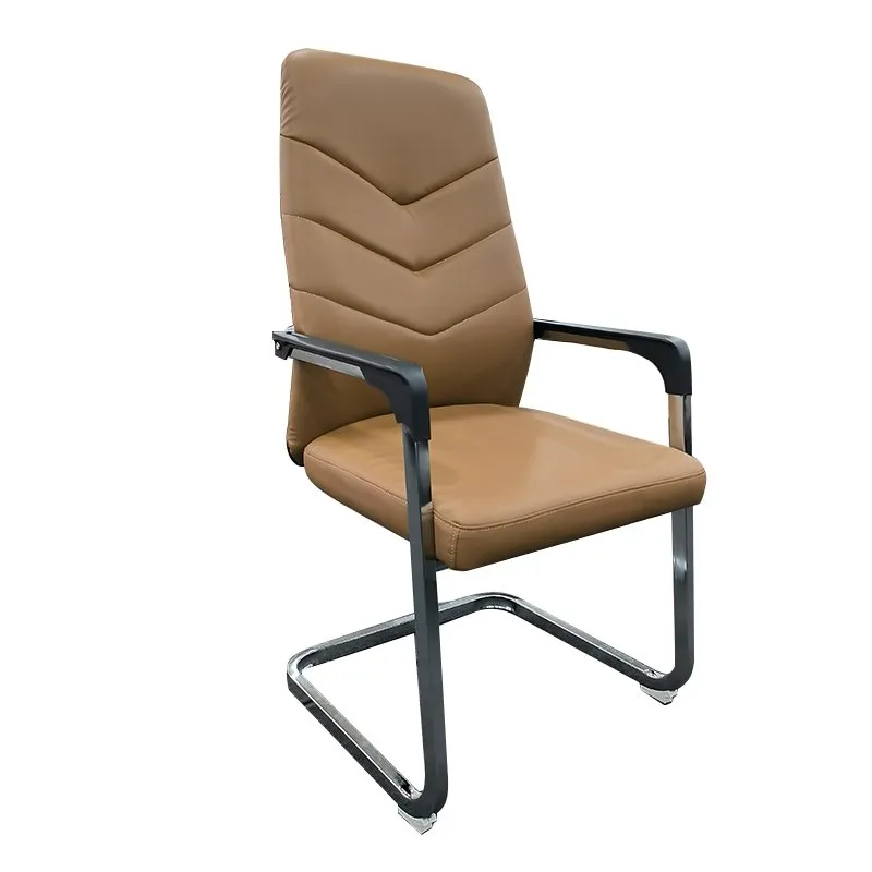 Comfortable Vistor Pu Leather Office Chair Without Wheels 705 Brown