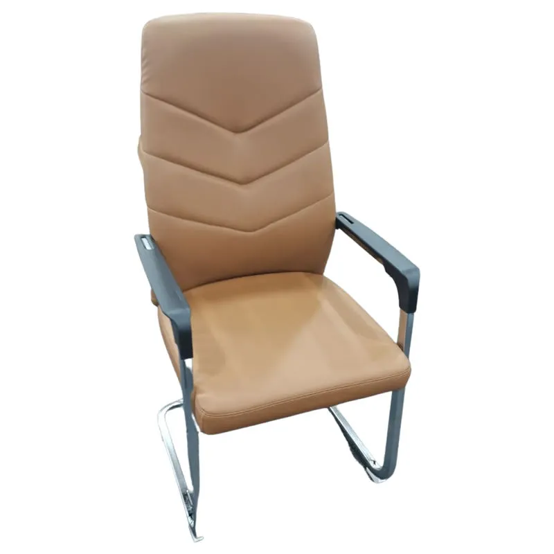 Comfortable Vistor Pu Leather Office Chair Without Wheels 705 Brown