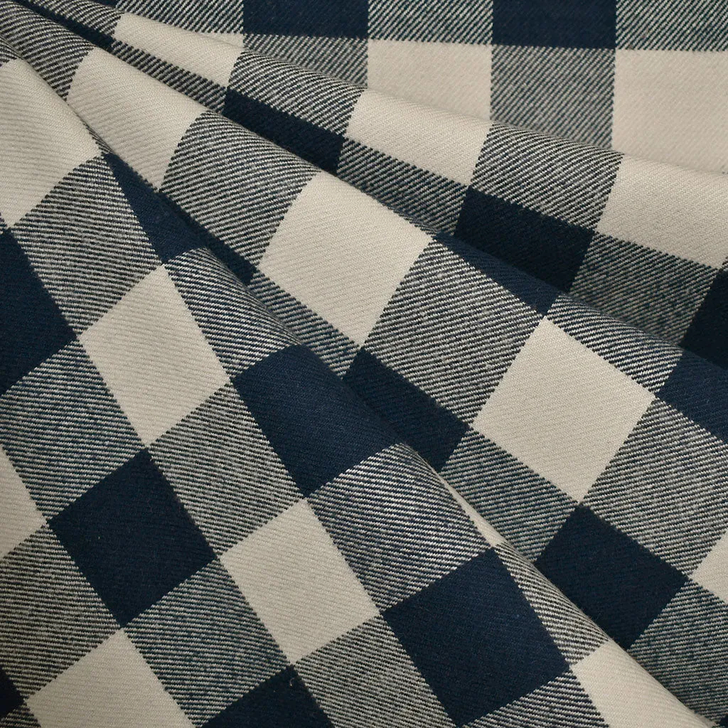 Cozy Cotton Flannel Buffalo Check Plaid Navy/Cream