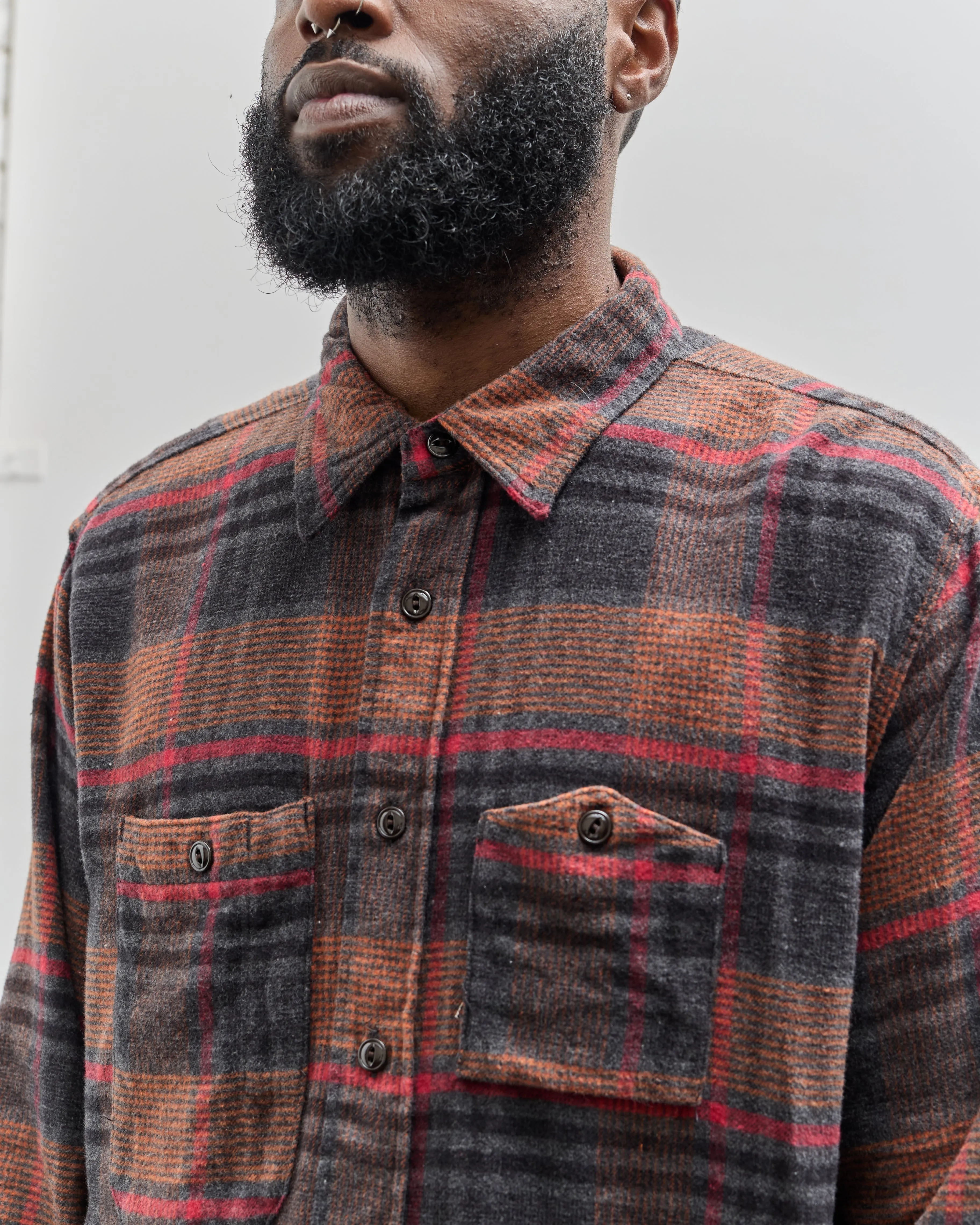 Engineered Garments Work Shirt, Orange/Red Plaid