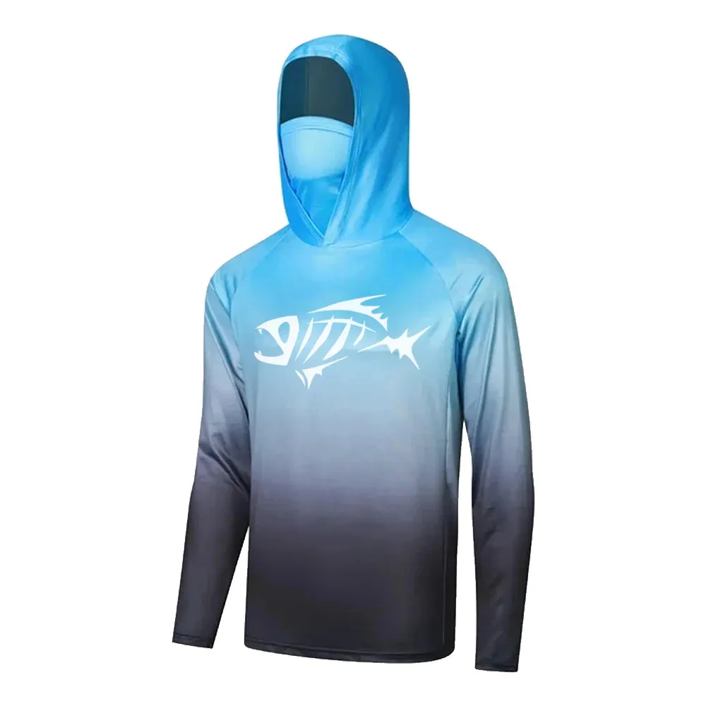 Fish Bones Design Hooded Fishing Shirt : Style and Protection