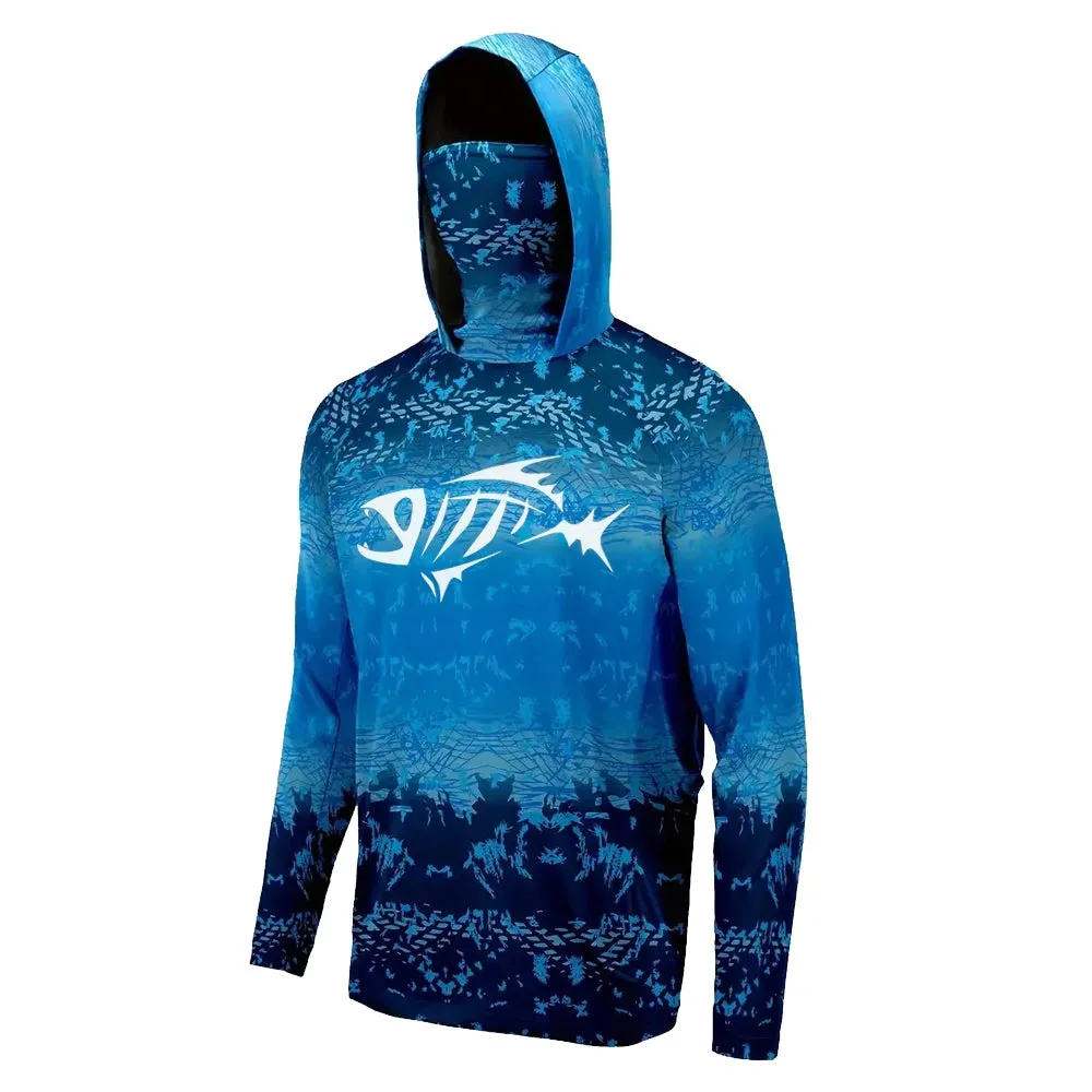 Fish Bones Design Hooded Fishing Shirt : Style and Protection