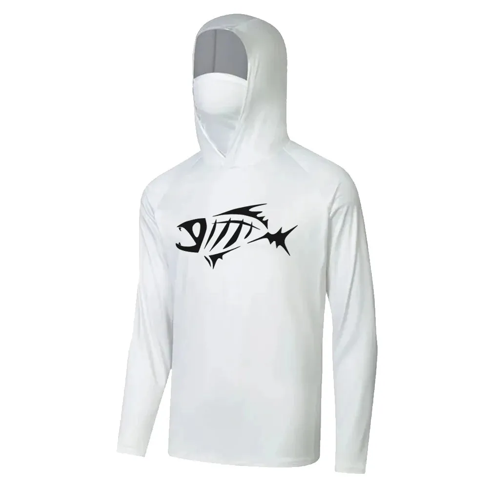 Fish Bones Design Hooded Fishing Shirt : Style and Protection