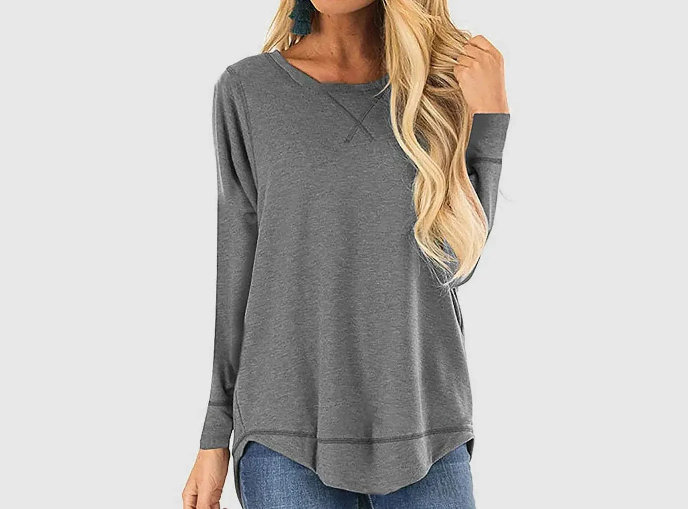 FitVille Women's Long-Sleeve Round Neck T-Shirt