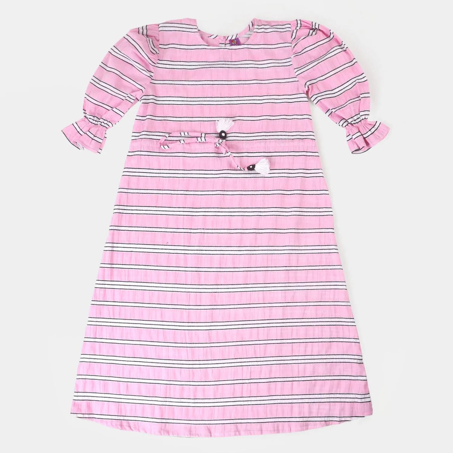 Girls Jacquard Long Dress - Pink Linin