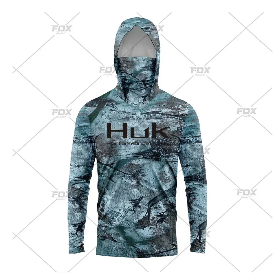 Huk Custom Men's Hooded Shirt: Ultimate Sun Protection for Anglers UPF 50 