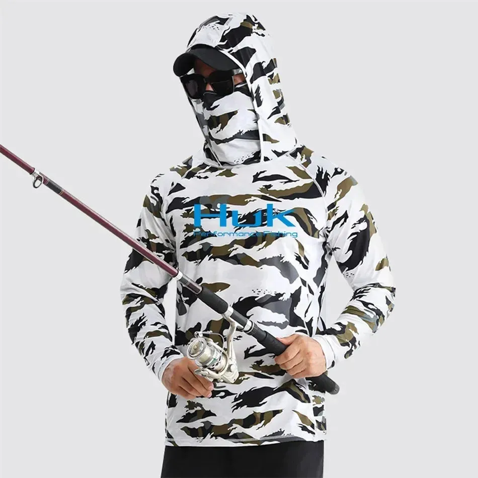 Huk Custom Men's Hooded Shirt: Ultimate Sun Protection for Anglers UPF 50 