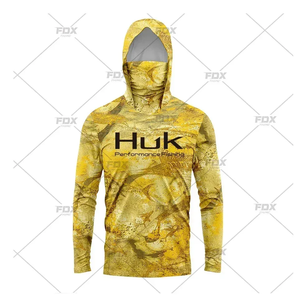 Huk Custom Men's Hooded Shirt: Ultimate Sun Protection for Anglers UPF 50 