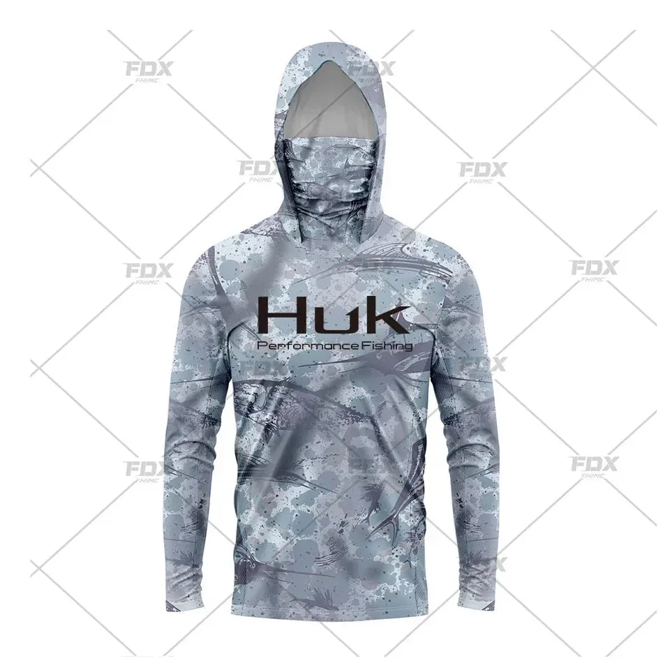 Huk Custom Men's Hooded Shirt: Ultimate Sun Protection for Anglers UPF 50 