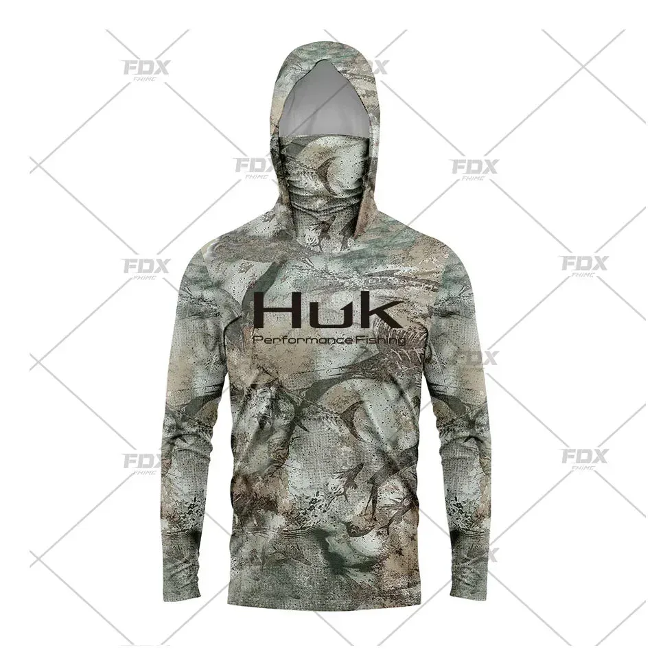 Huk Custom Men's Hooded Shirt: Ultimate Sun Protection for Anglers UPF 50 