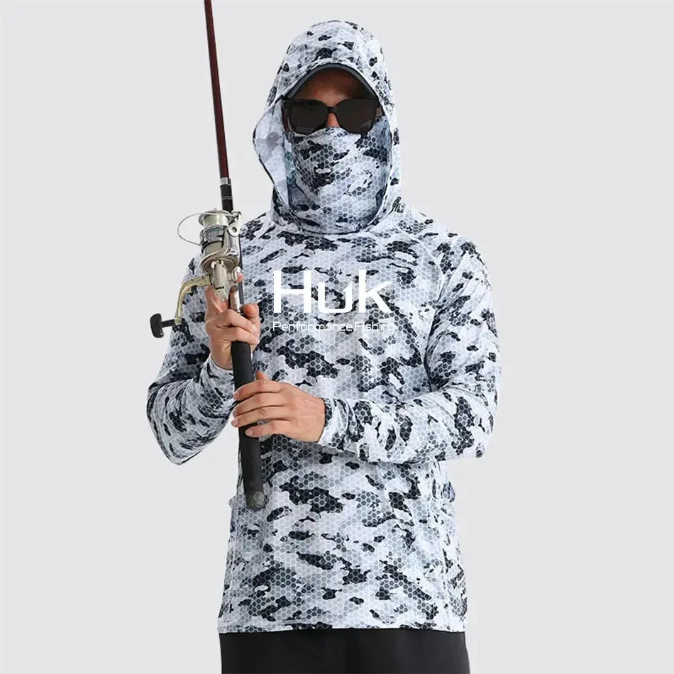 Huk Custom Men's Hooded Shirt: Ultimate Sun Protection for Anglers UPF 50 