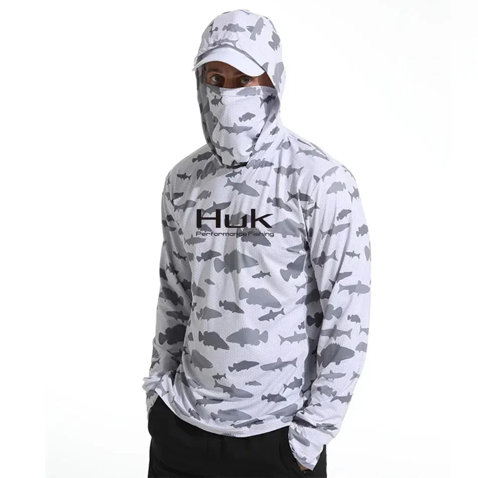 Huk Custom Men's Hooded Shirt: Ultimate Sun Protection for Anglers UPF 50 