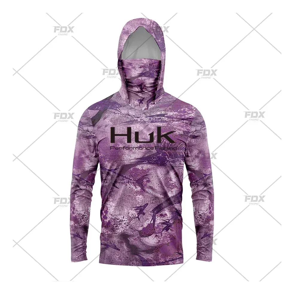 Huk Custom Men's Hooded Shirt: Ultimate Sun Protection for Anglers UPF 50 