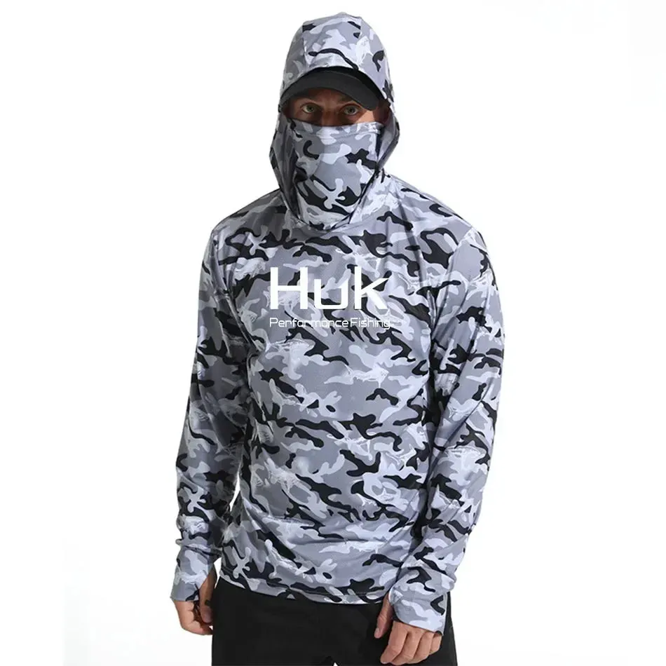 Huk Custom Men's Hooded Shirt: Ultimate Sun Protection for Anglers UPF 50 