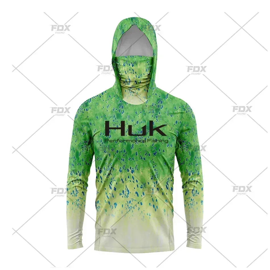 Huk Custom Men's Hooded Shirt: Ultimate Sun Protection for Anglers UPF 50 