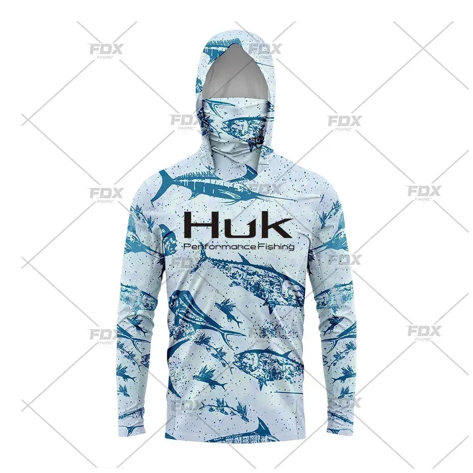 Huk Custom Men's Hooded Shirt: Ultimate Sun Protection for Anglers UPF 50 