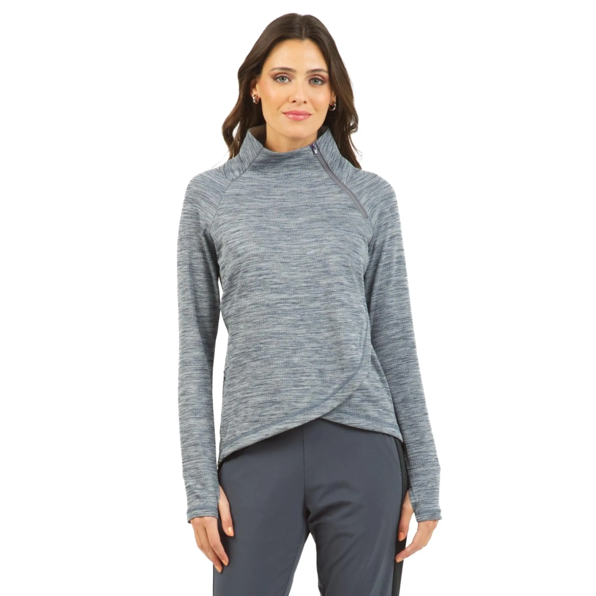 Ibkul Women's Asymmetrical Zip Pullover - 77000