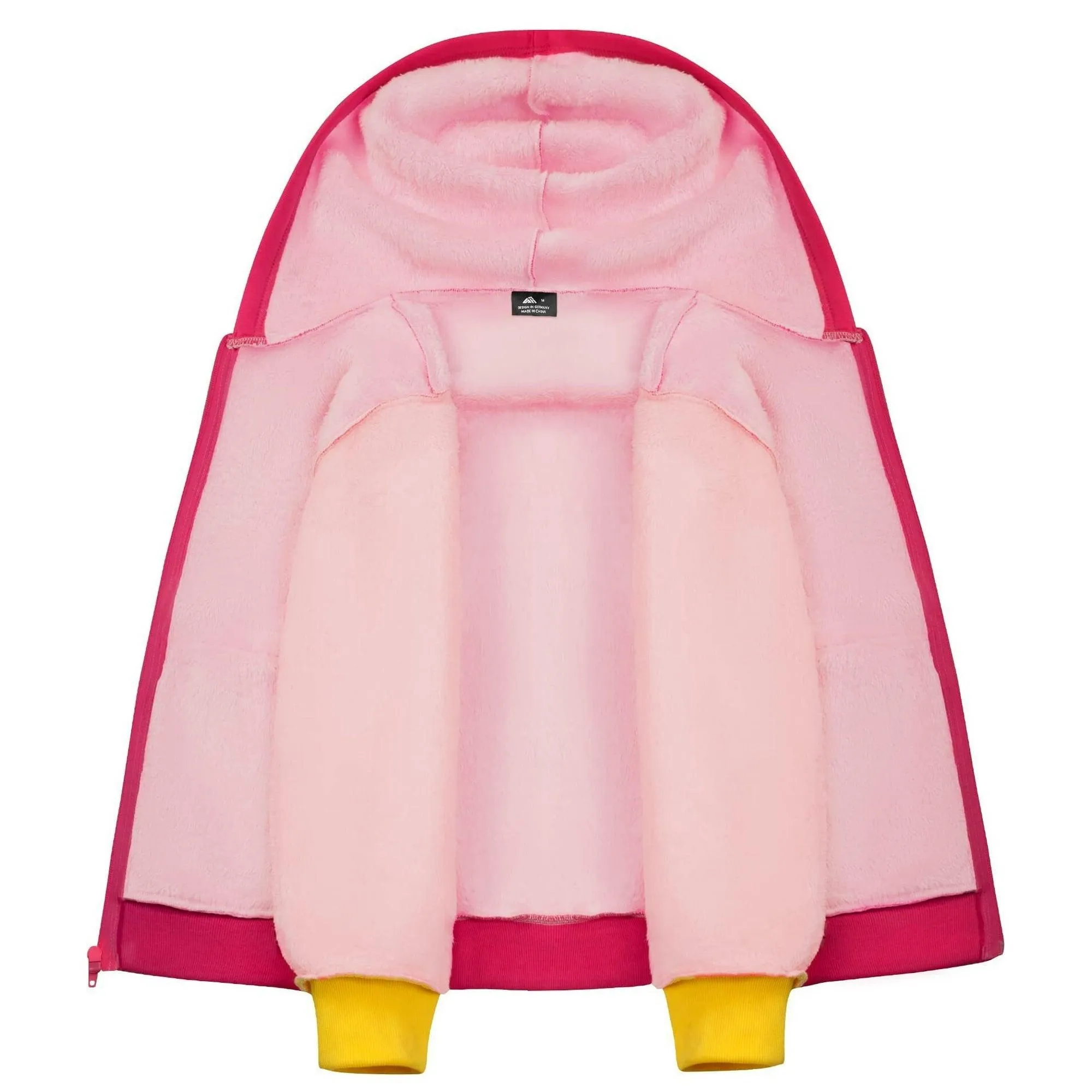 Kid's Pink/Yellow Fleece Lined Zip-Up Hoodie-ZPK005690