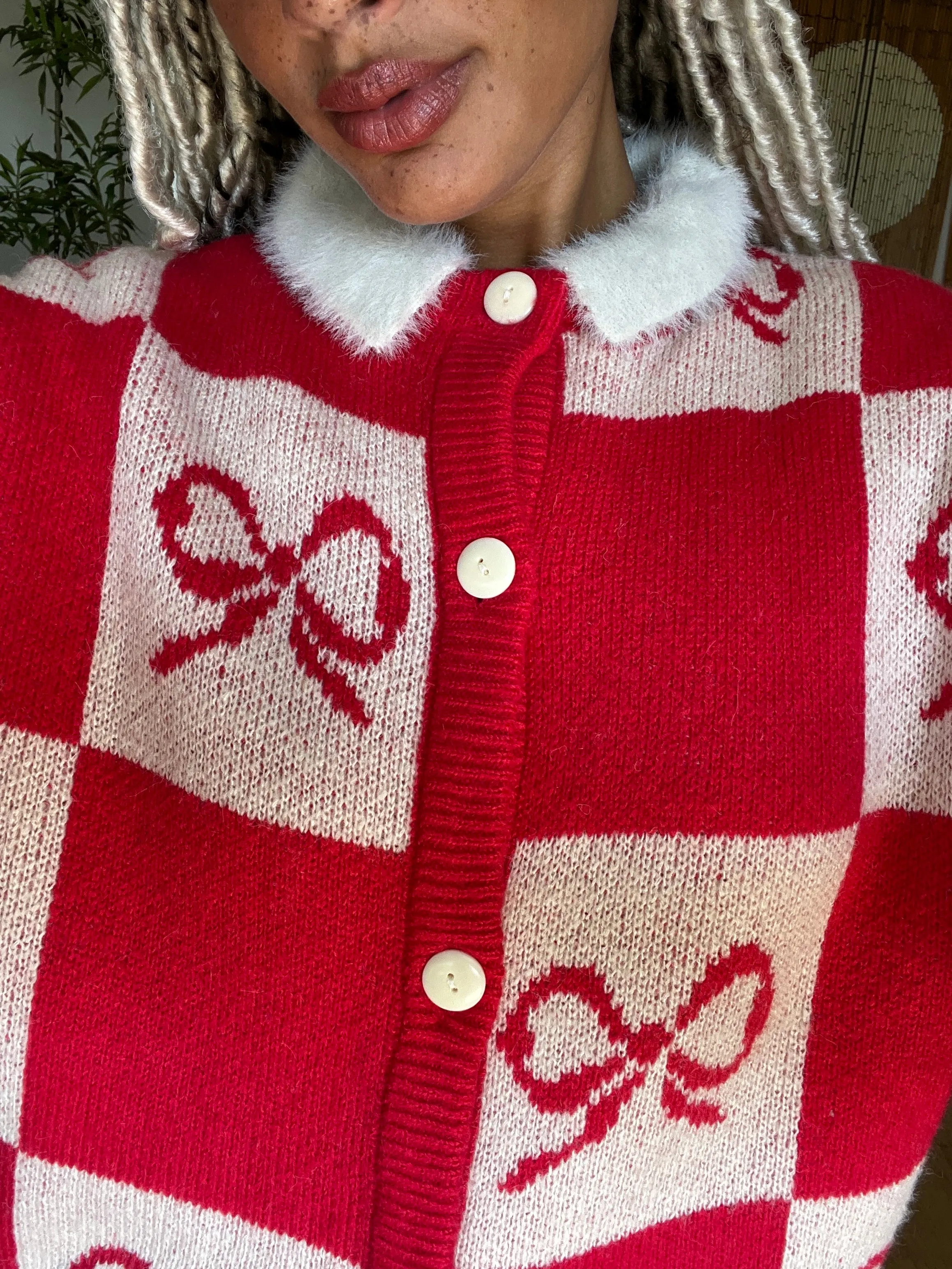 Lauda Cardi - Cherry Bow Check