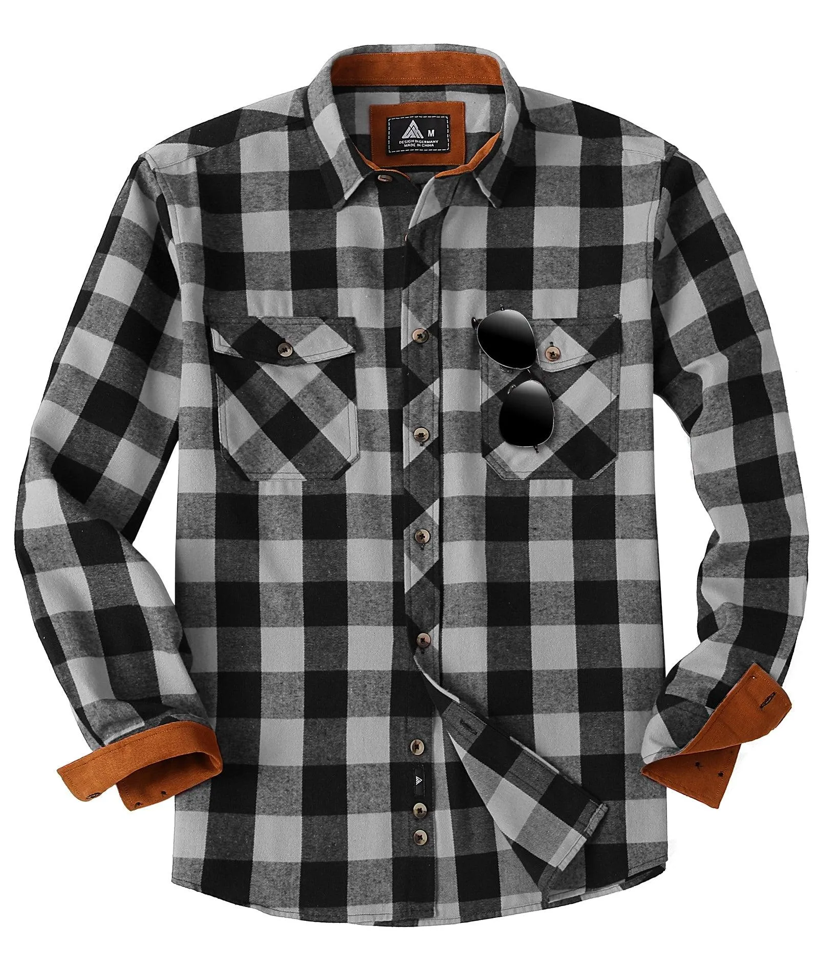 Men's Button Down Flannel Plaid Shirt-ZPK000435