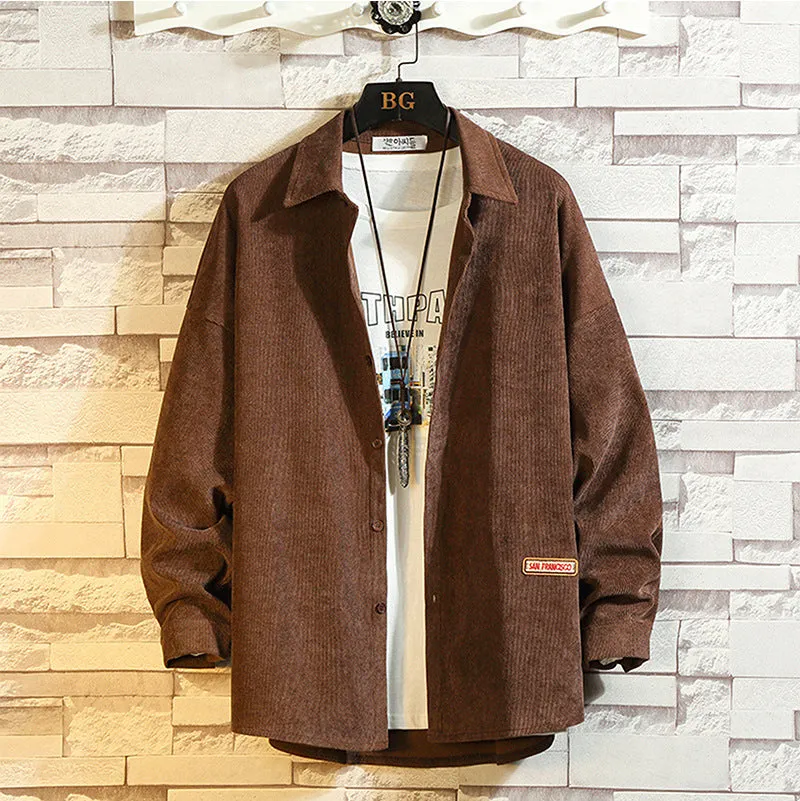 Men's Retro Loose Corduroy Shirt