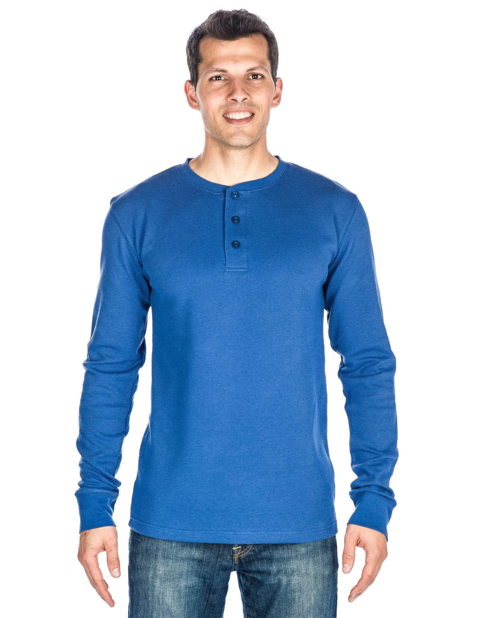 Men's Solid Thermal Henley Long Sleeve T-shirts