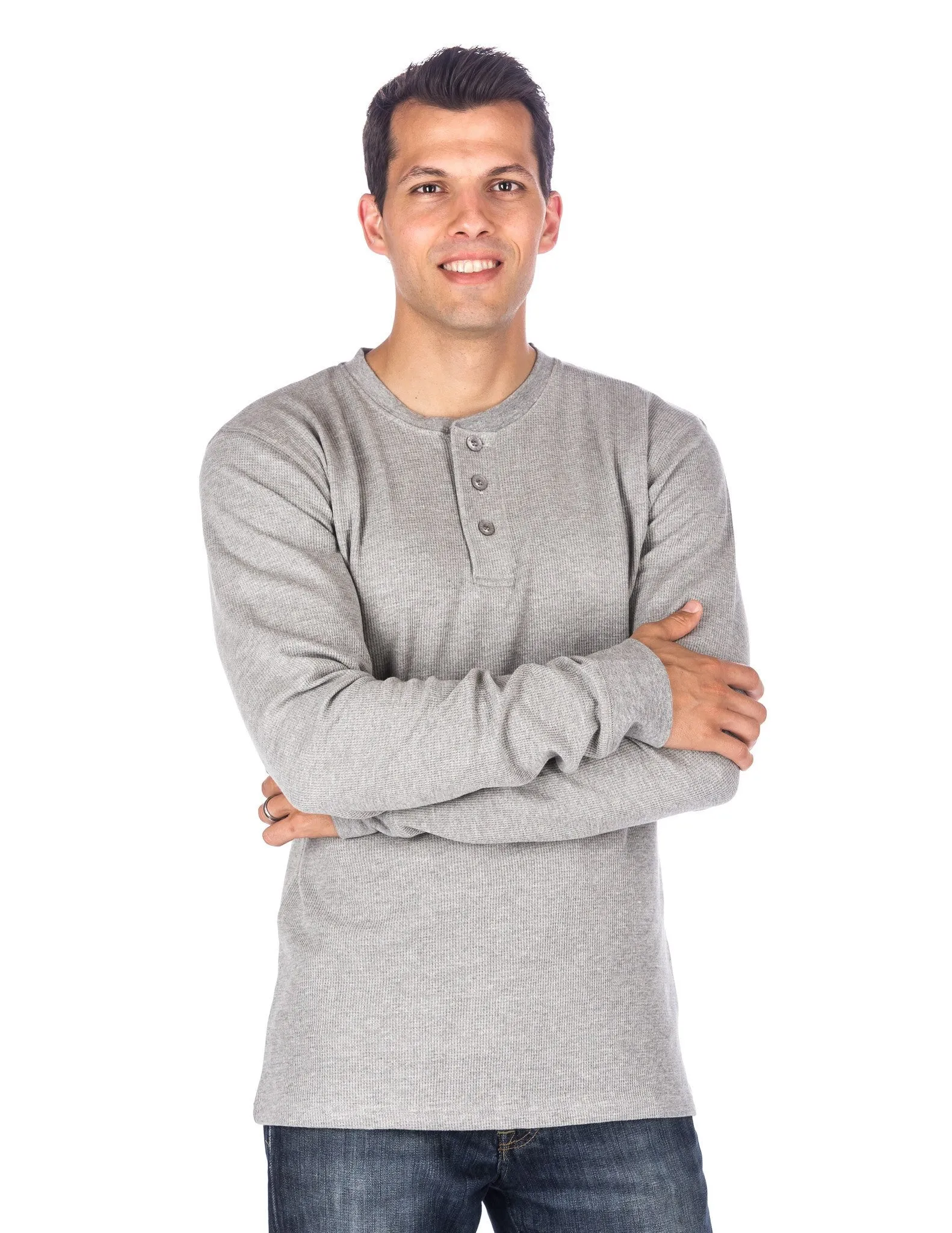 Men's Solid Thermal Henley Long Sleeve T-shirts