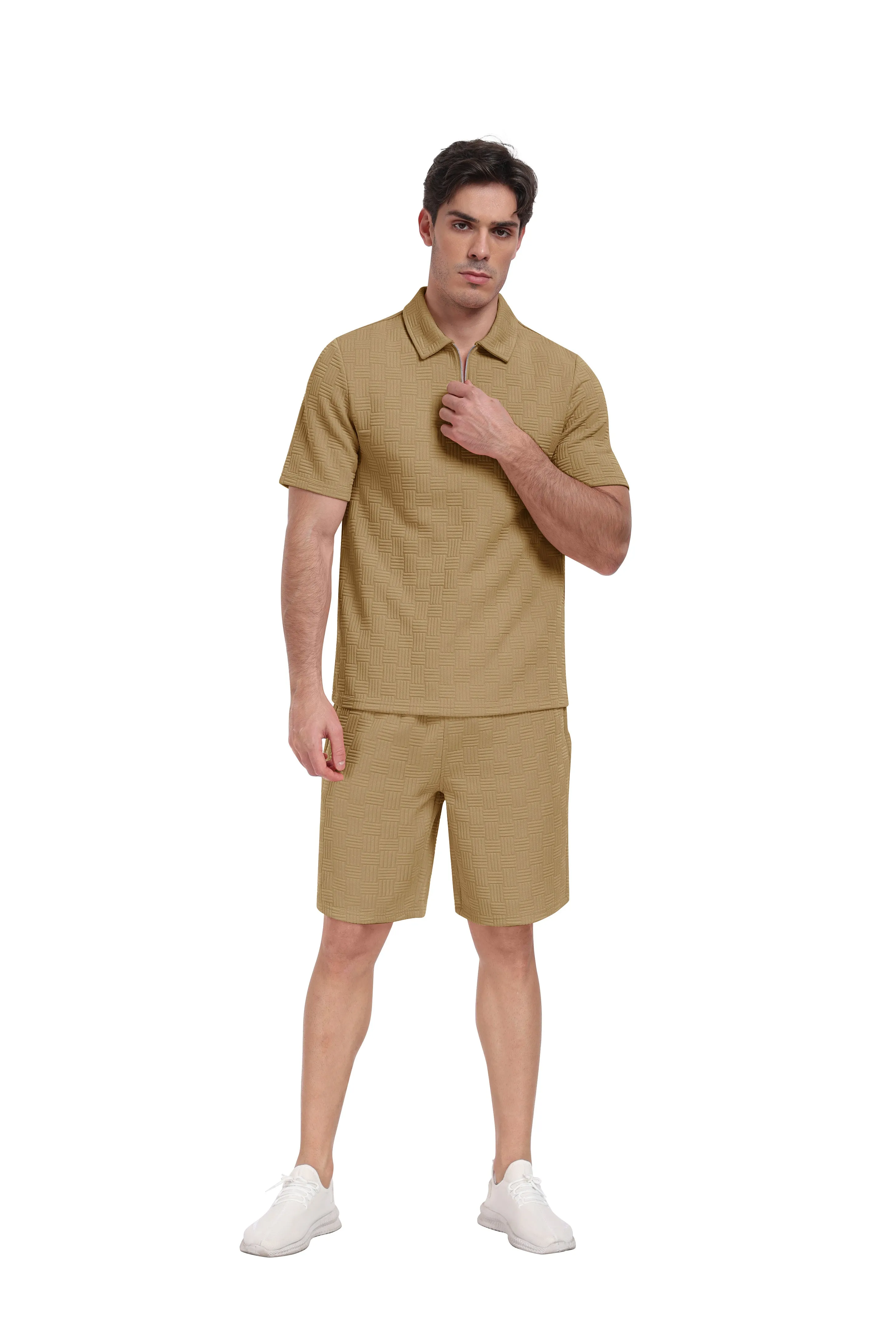 Men's summer breathable comfortable sports running short sleeve shorts set