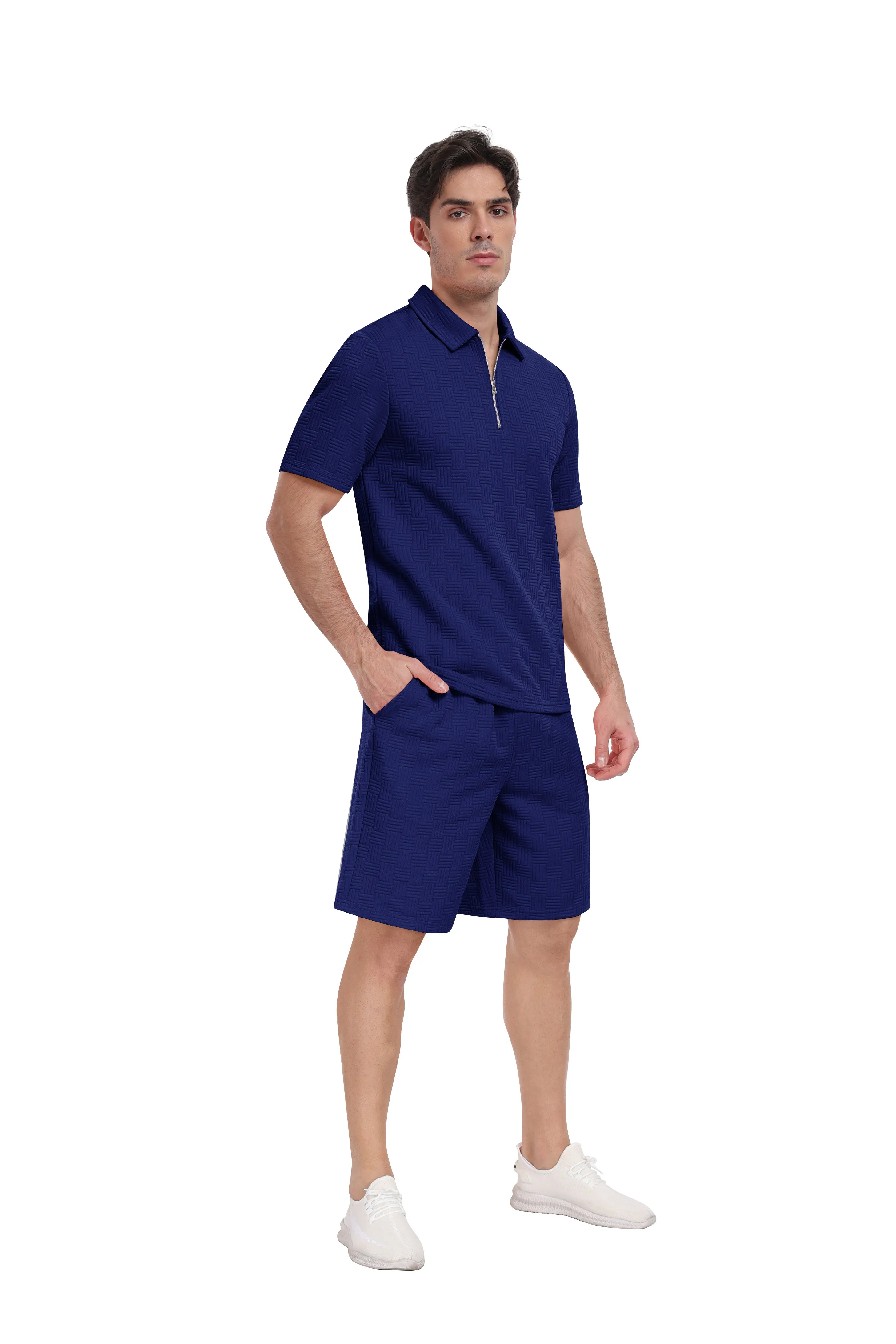 Men's summer breathable comfortable sports running short sleeve shorts set