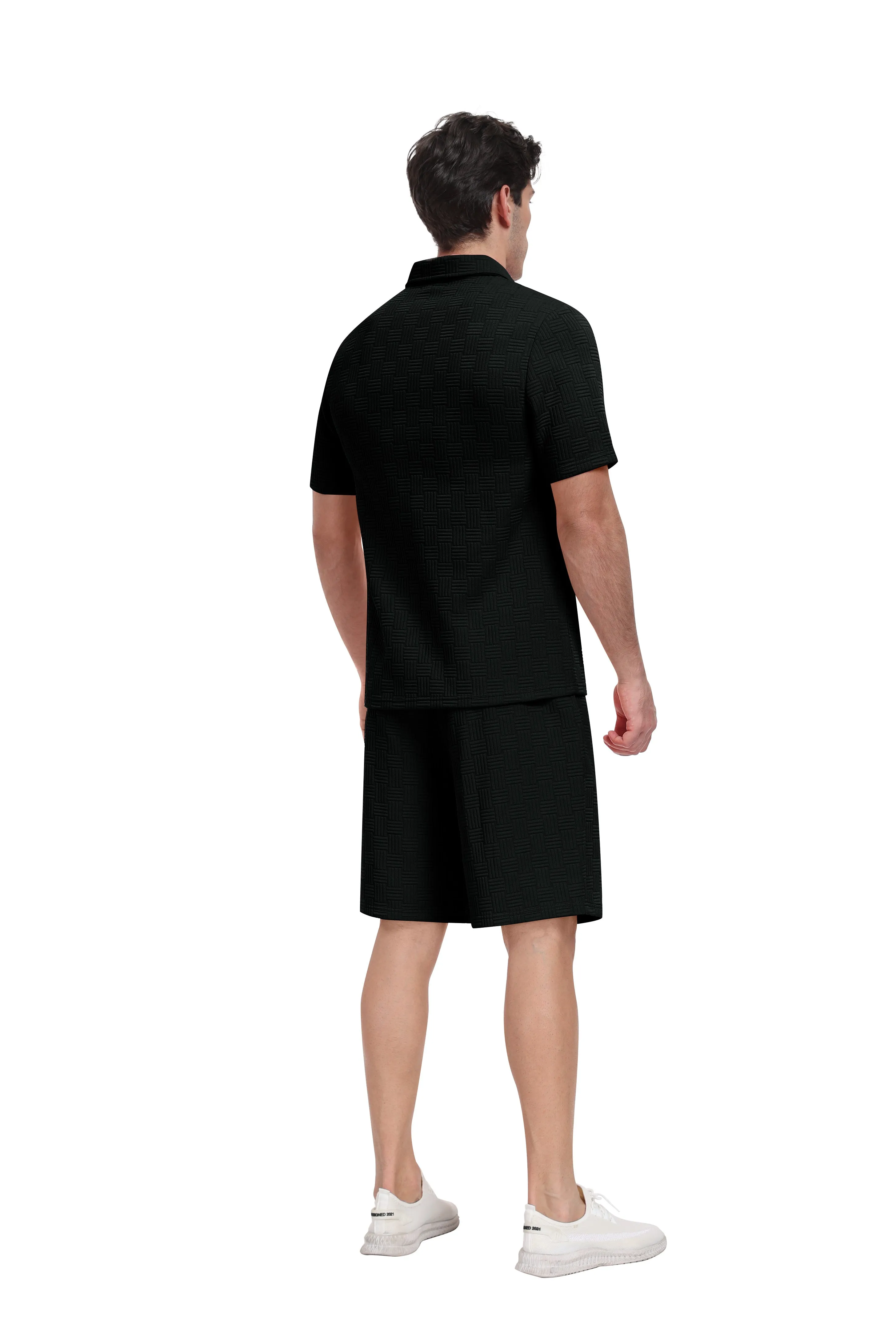 Men's summer breathable comfortable sports running short sleeve shorts set