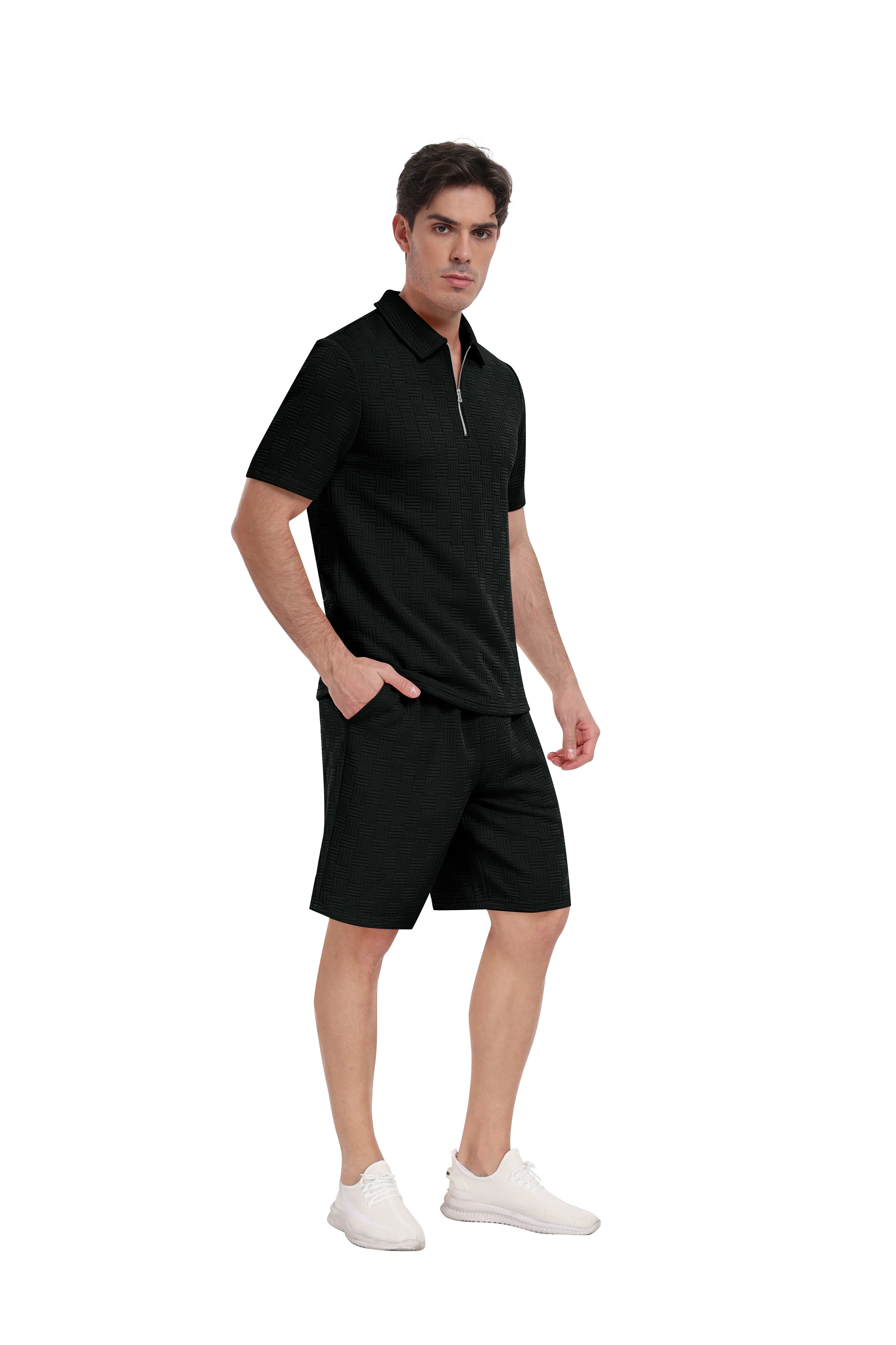 Men's summer breathable comfortable sports running short sleeve shorts set