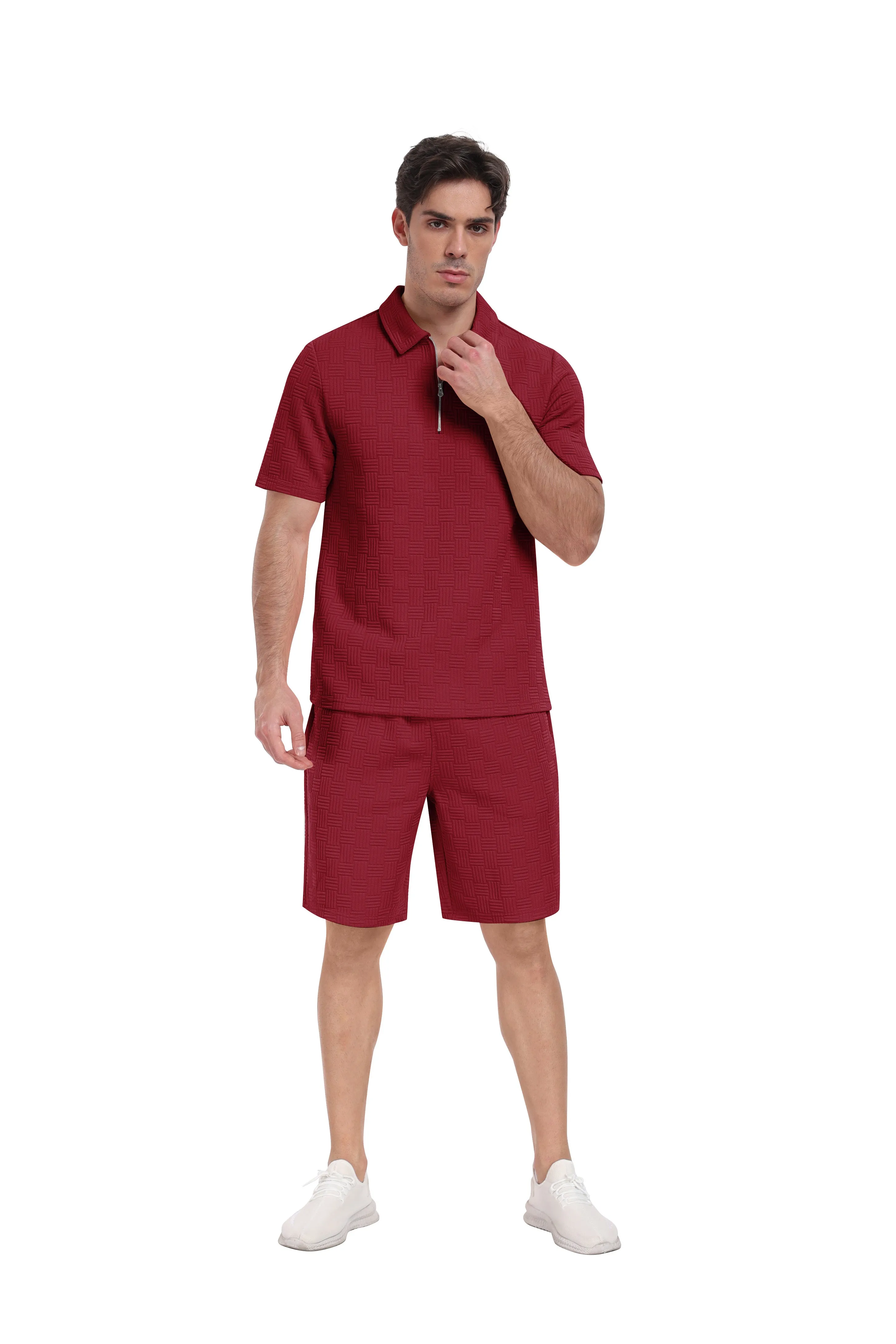 Men's summer breathable comfortable sports running short sleeve shorts set